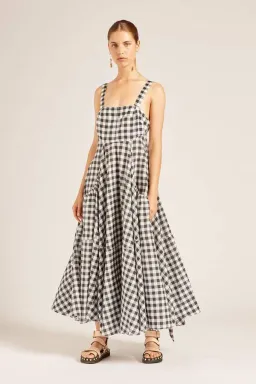 Lee Mathews Clara Sun Midi Dress Black Size 8  for rent on The Volte - image 1