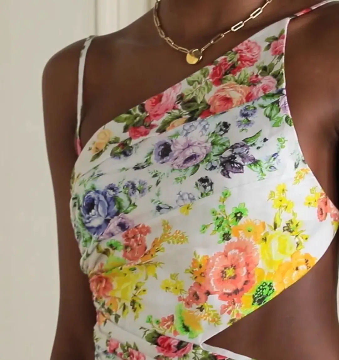 Zimmermann Asymmetric Open Back Floral Midi Dress Print Size 4 (16) for rent on The Volte - main image