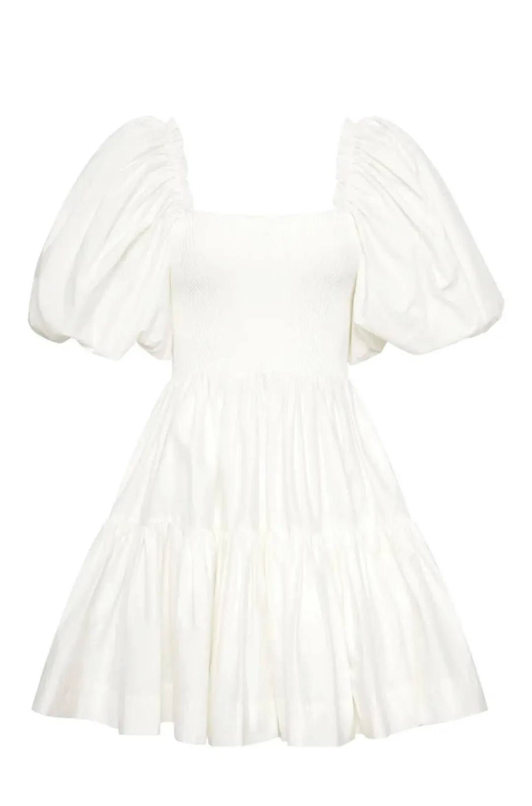 Aje Casa Puff Sleeve Mini Knit Dress White Size 14  for rent on The Volte - main image