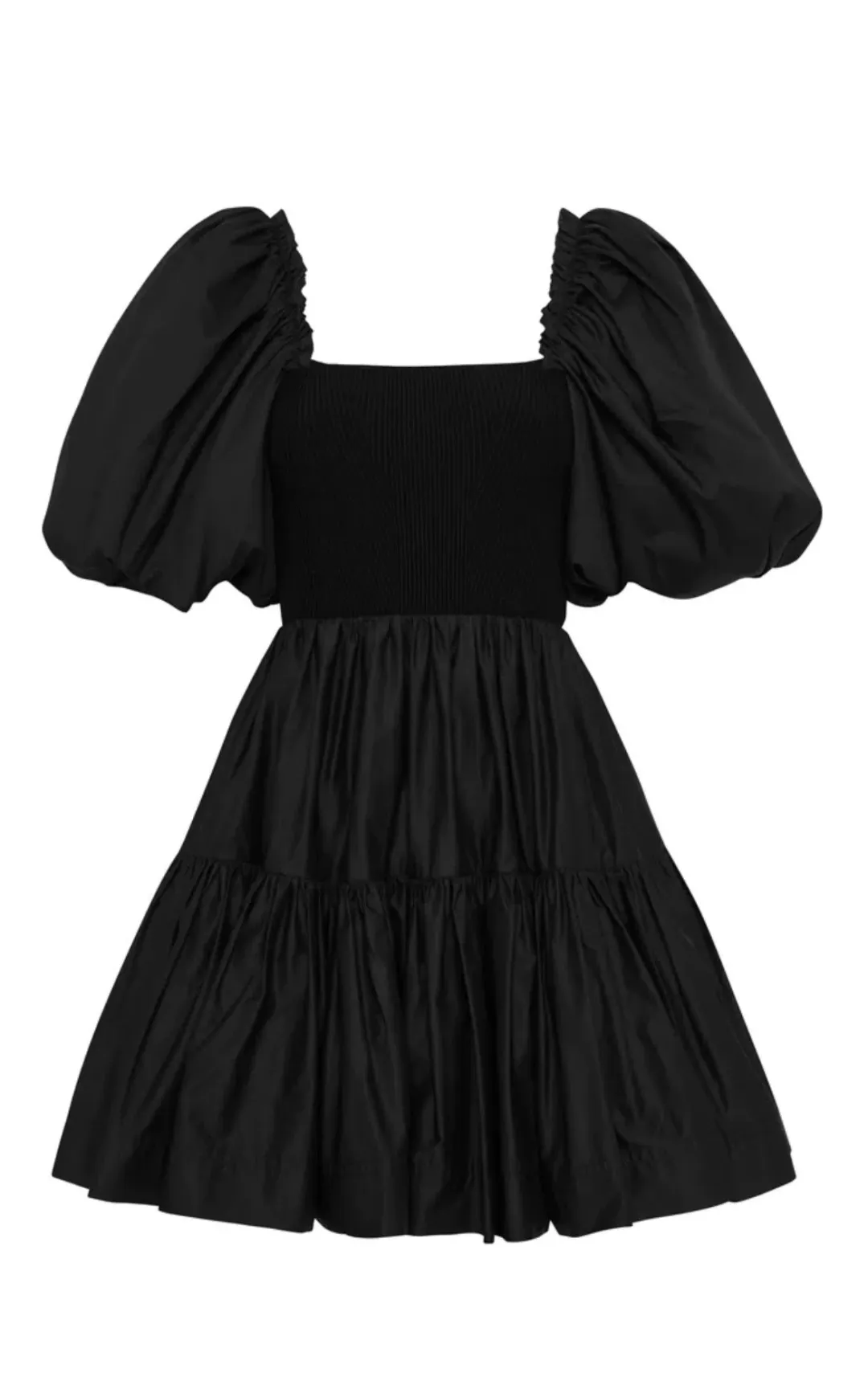 Aje Casa Puff Sleeve Mini Knit Dress Black Size 14 for rent on The Volte - main image