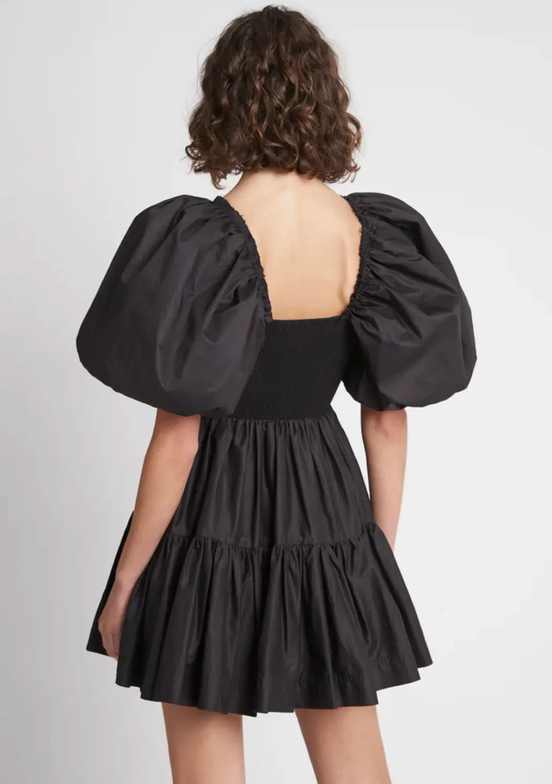 Aje Casa Puff Sleeve Mini Knit Dress Black Size 14 for rent on The Volte - main image