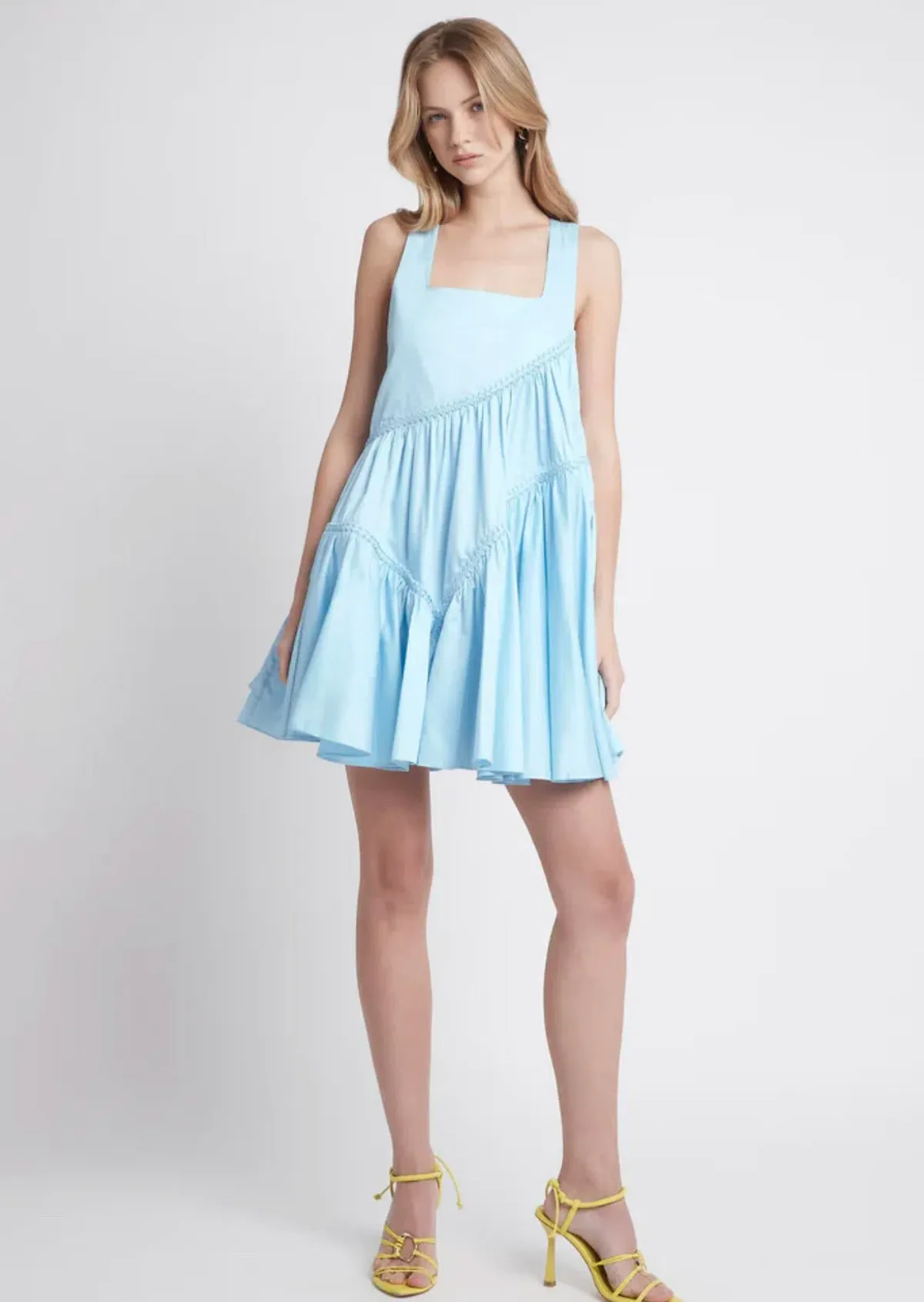 Aje Casabianca Sleeveless Braided Dress Ice Blue Size 14  for rent on The Volte - main image