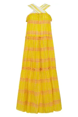 Aje Wilderness Tiered Maxi Dress Yellow Size 10 for rent on The Volte - image 4