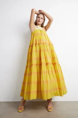 Aje Wilderness Tiered Maxi Dress Yellow Size 10 for rent on The Volte - image 2