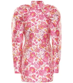 Rotate By Birger Christensen Button-detailed Ruched Floral-jacquard Mini Dress In Multi Size 8 for rent on The Volte - image 7