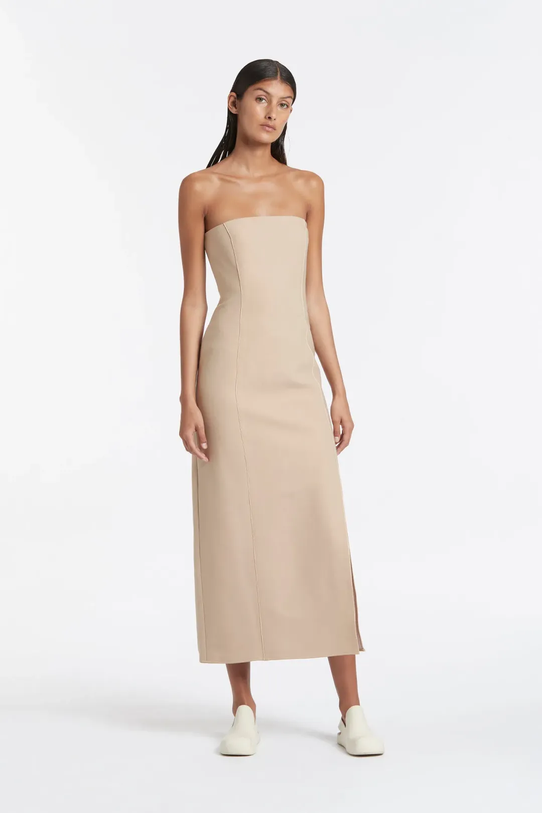 Sir The Label Monte Strapless Dress in Tan Beige Size 1 for rent on The Volte - main image