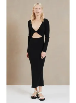 Bec & Bridge Riviera Long Sleeve Midi Dress Black Size AU 6 for rent on The Volte - image 1