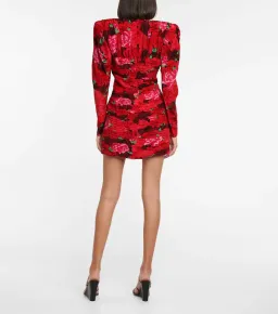 Magda Butrym Red Ruched Floral-print Silk Mini Dress Size XS for rent on The Volte - image 4
