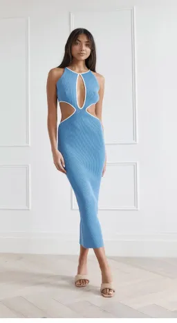 San Sloane Adrian Rib Midi Dress Blue Size 10 for rent on The Volte - image 1