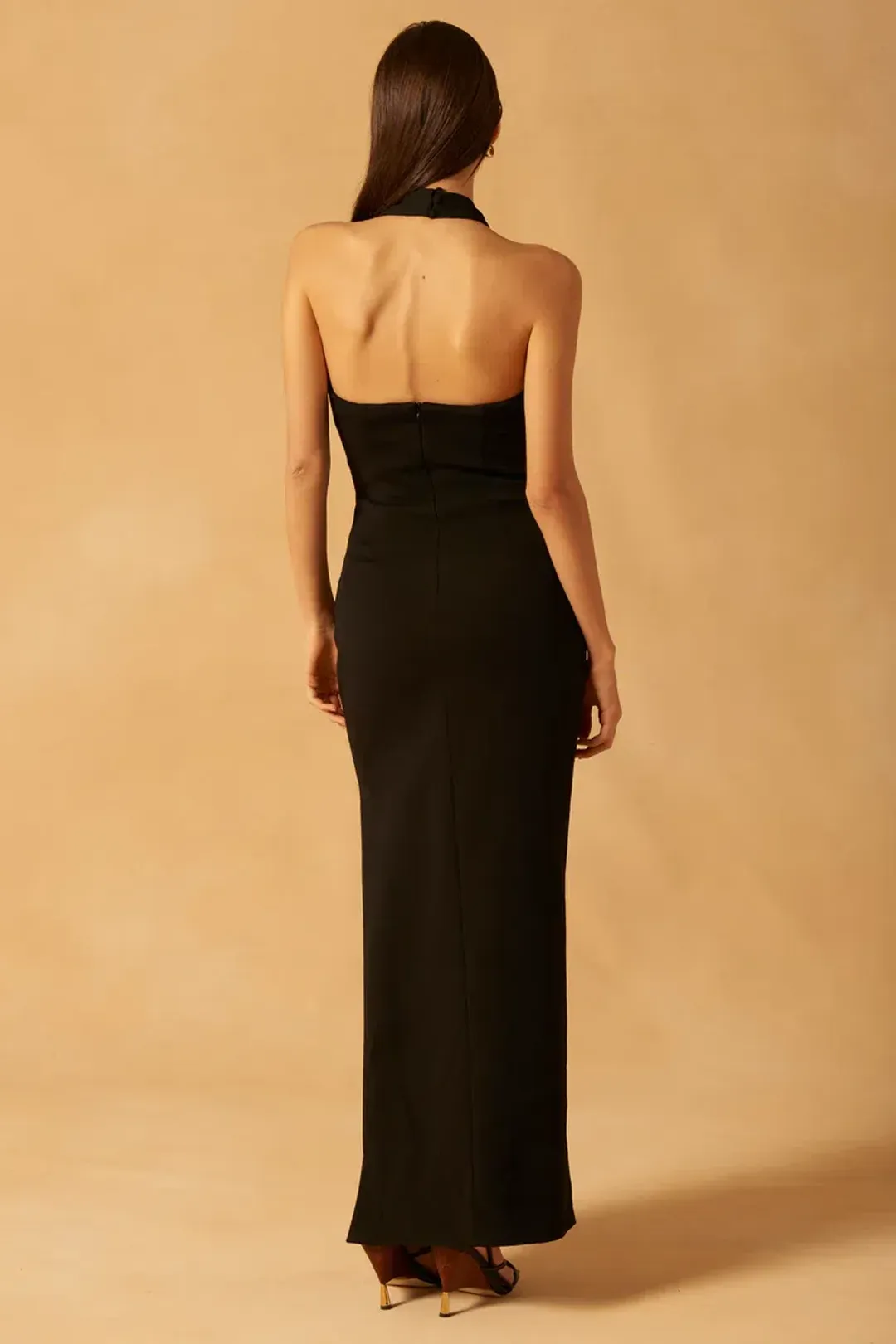 Misha Atta Bonded Crepe Gown Black Size 8 for rent on The Volte - main image