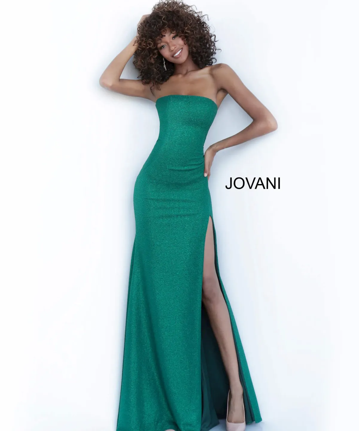 Jovani Style #8063 Strapless Dress Green Size 8 for rent on The Volte - main image