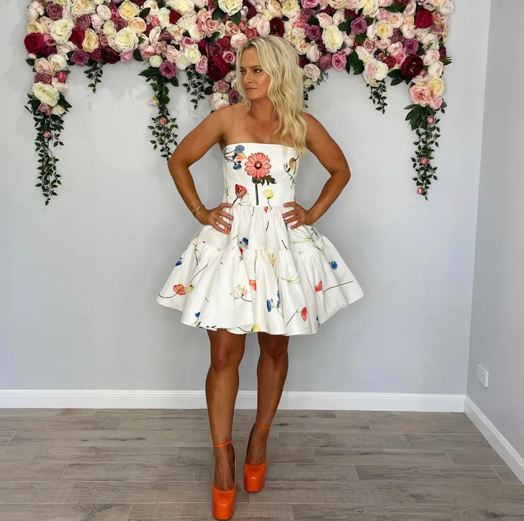 Leo and Lin The Fields Embroidered Bustier Mini Dress White Size 10 for rent on The Volte - main image