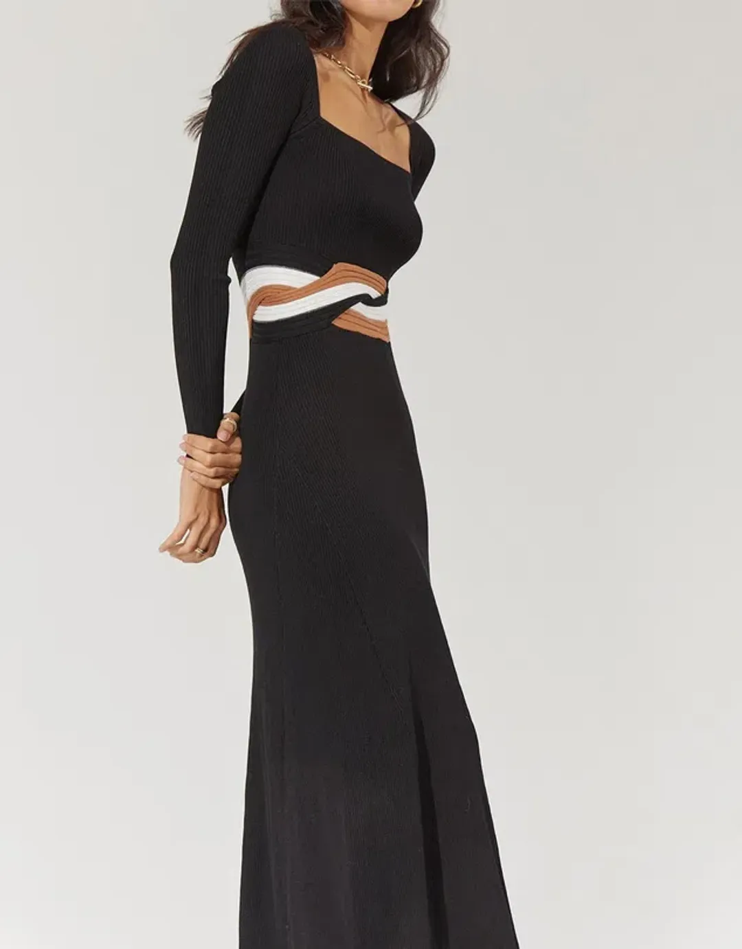 Sovere Inertia Knit Midi Dress Black Size 10 for rent on The Volte - main image