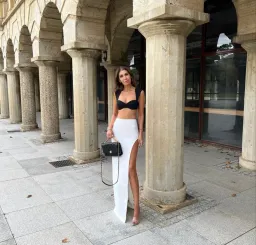 Monot Crepe Bra Top Black & Maxi Skirt White Set Size 0 for rent on The Volte - image 7