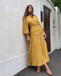 Shona Joy Iris Cut Out Backless Midi Dress Saffron Yellow Size 10 for rent on The Volte - image 6