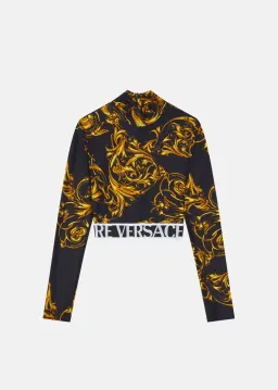 Versace Garland Crop Top and Leggings Set Black/Print Size 8 for rent on The Volte - image 7