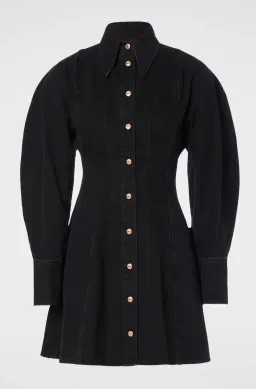 Scanlan Theodore Denim Cocoon Sleeve Mini Dress Black Size 10 for rent on The Volte - image 4