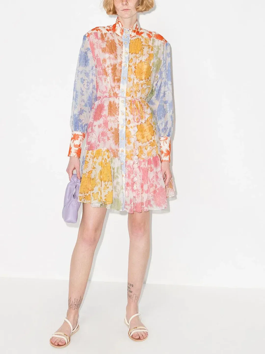 Zimmermann Postcard Lantern Mini Dress Print Size 2 for rent on The Volte - main image
