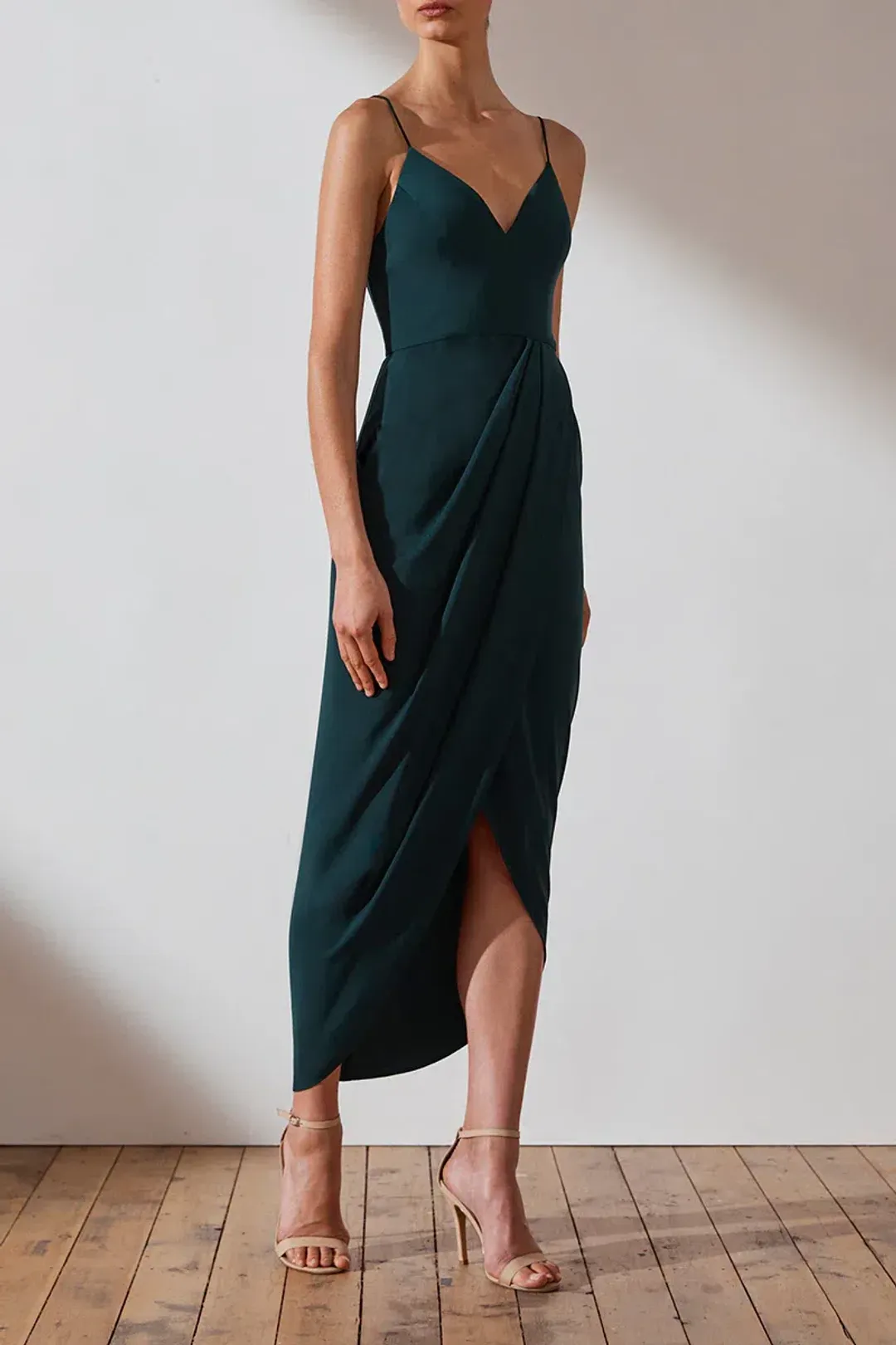 Shona Joy Core Cocktail Dress in Seaweed Green Size 8  for rent on The Volte - main image