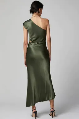 Bec & Bridge Delphine Asymmetric Midi Dress Fern Size 8   for rent on The Volte - image 3