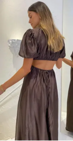 Sir the Label Anje Puff Sleeve Gown Brown Size 1 for rent on The Volte - image 3