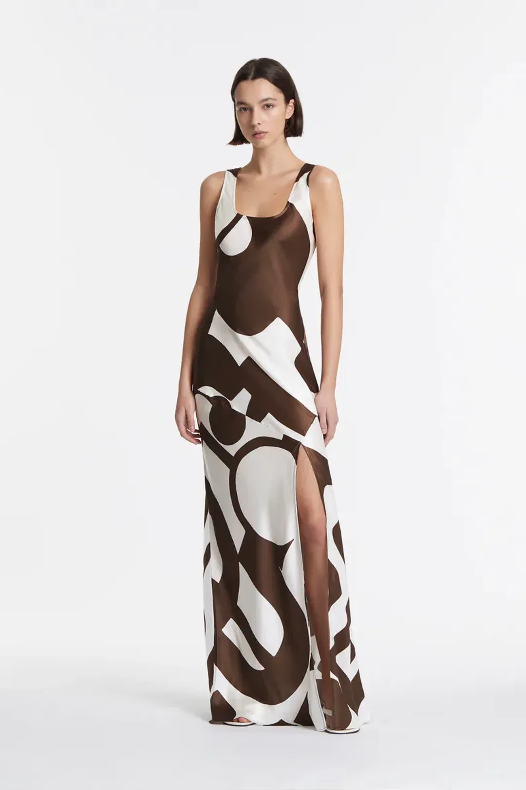 Sir the Label Julien Asymmetric Slip In Abstract Chocolate Size AU 10 for rent on The Volte - main image