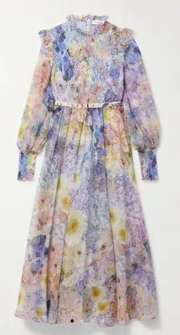 Zimmermann Rhythmic Shirred Midi Dress Floral Size 1 / Au 10 for rent on The Volte - image 3