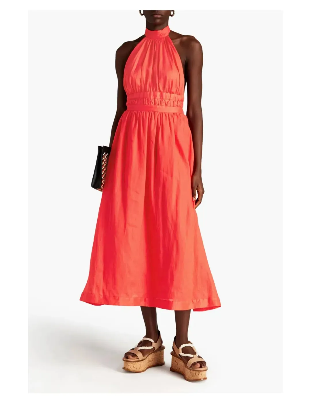 Zimmermann Shelley Halter Neck Midi Dress Orange Size 1 / Au 10 for rent on The Volte - main image