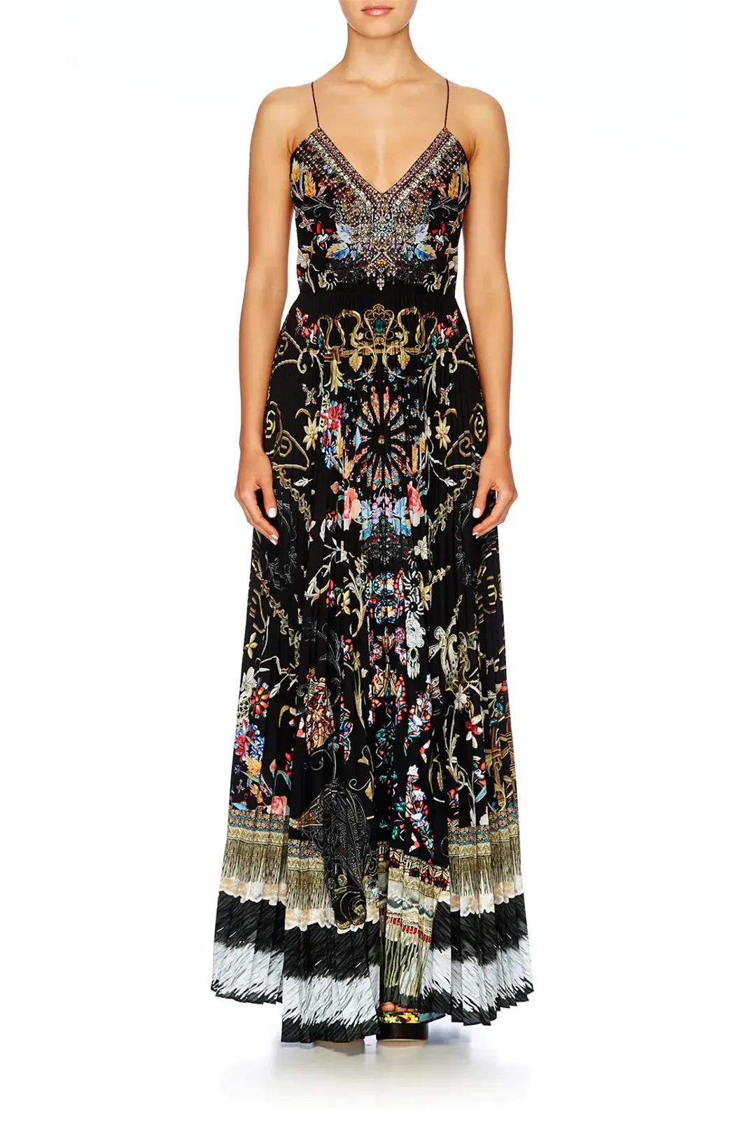 Camilla Dancing in the Dark Pleated Slip Dress Print Size 12 for rent on The Volte - main image