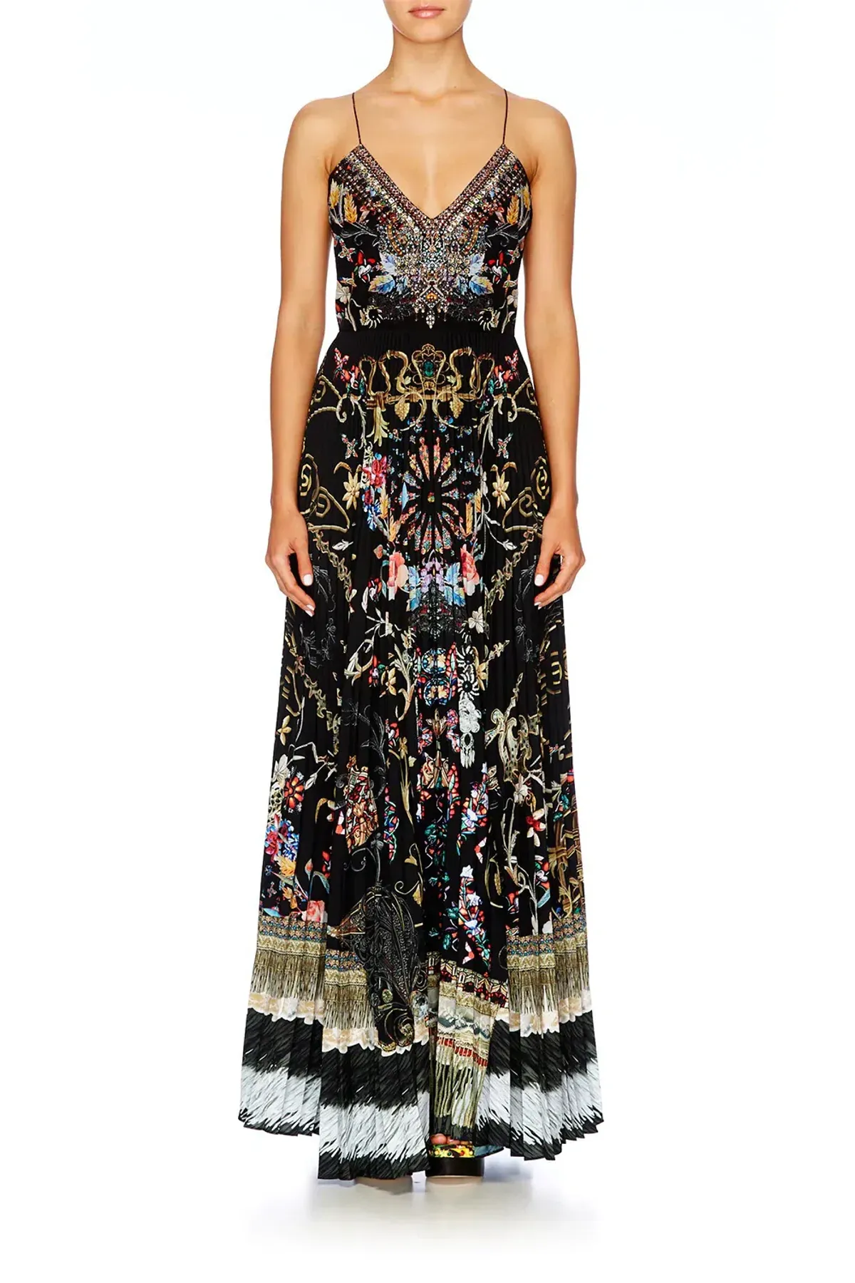 Camilla Dancing in the Dark Pleated Slip Dress Print Size 12 for rent on The Volte - main image