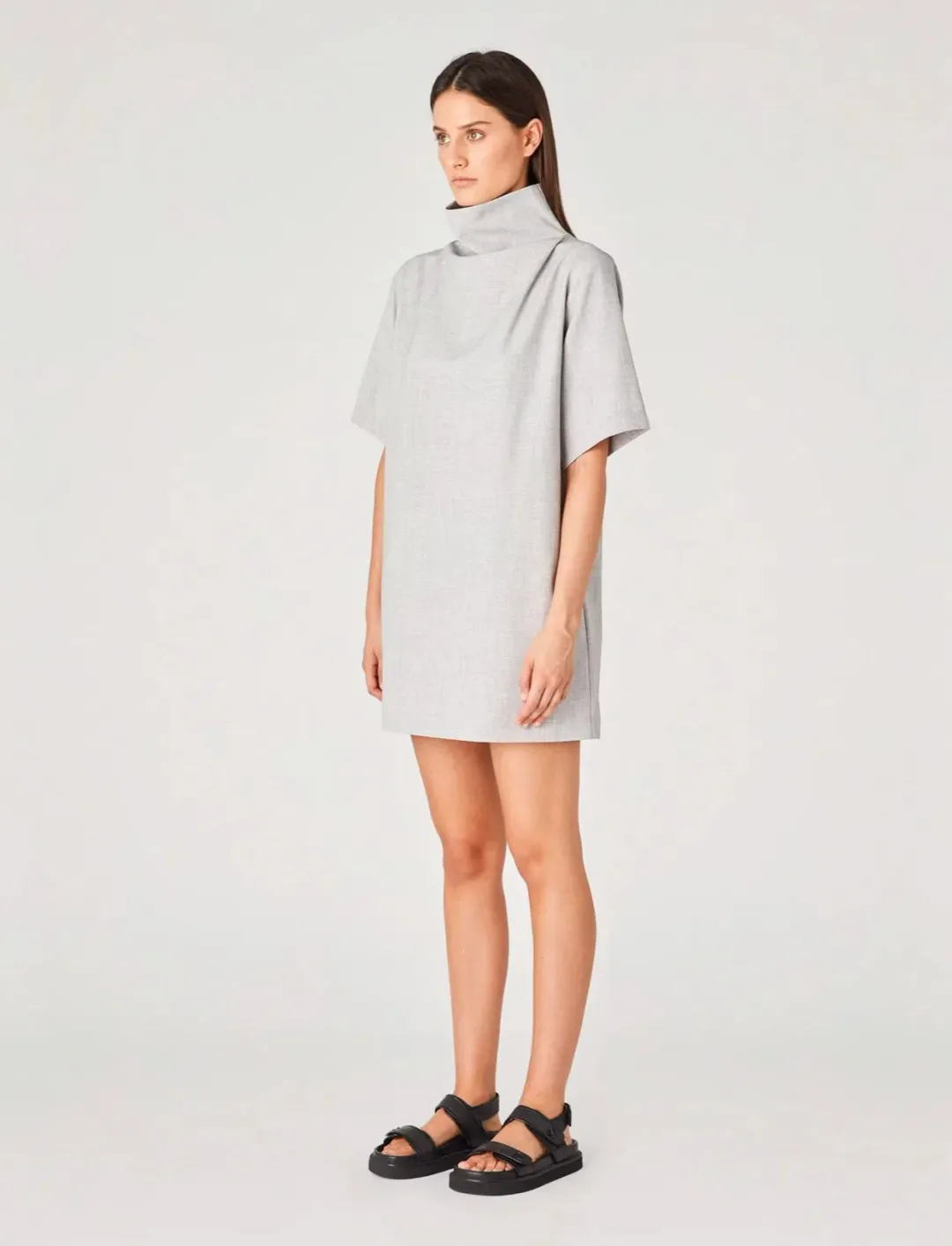 Camilla & Marc Theo Relaxed Mini Dress in Grey Melange Size 14  for rent on The Volte - main image