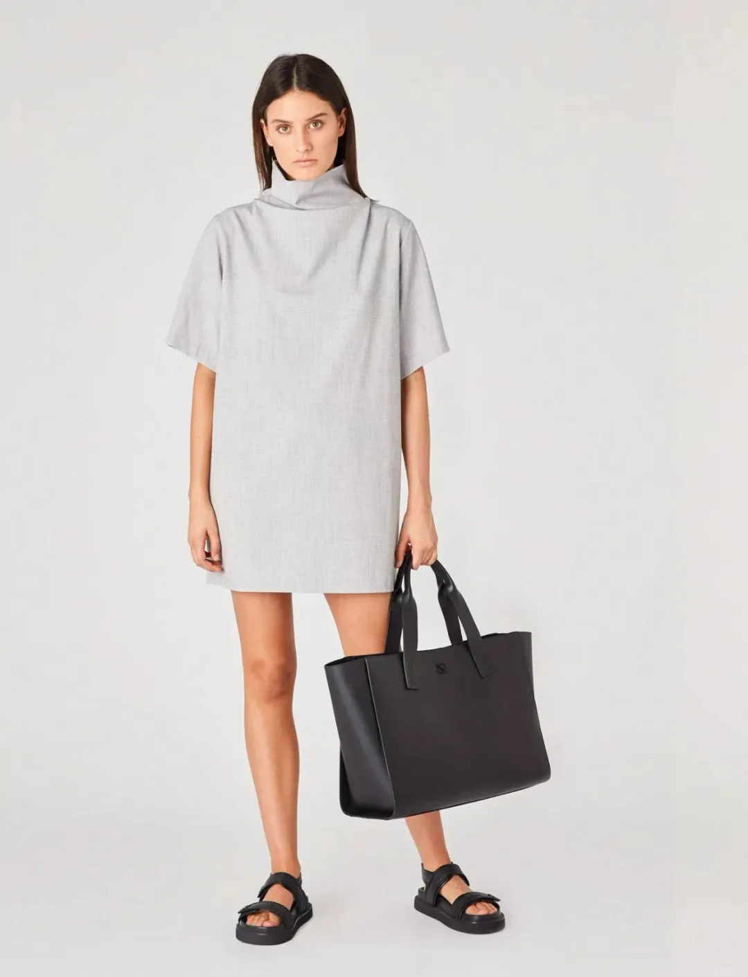Camilla & Marc Theo Relaxed Mini Dress in Grey Melange Size 14  for rent on The Volte - main image