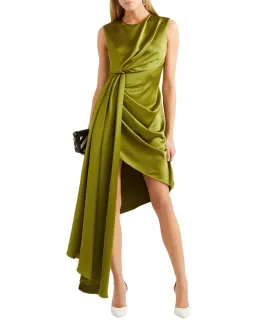 Off White Asymmetric Satin Dress Green Size 6  for rent on The Volte - image 2