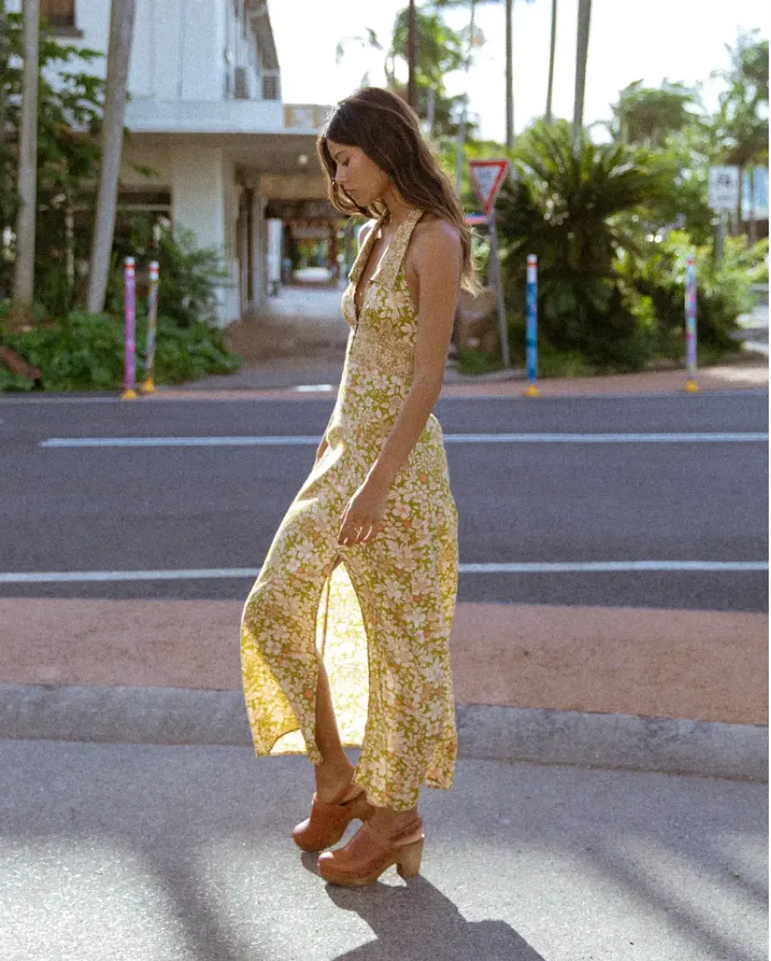 Golden Brown The Label Moneypenny Dress Bloom Yellow Size AU  6  for rent on The Volte - main image