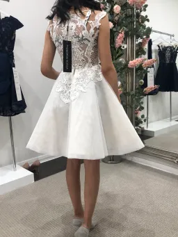 George Elsissa Nadia Lace & Tulle Mini Dress White Size 6 for rent on The Volte - image 2