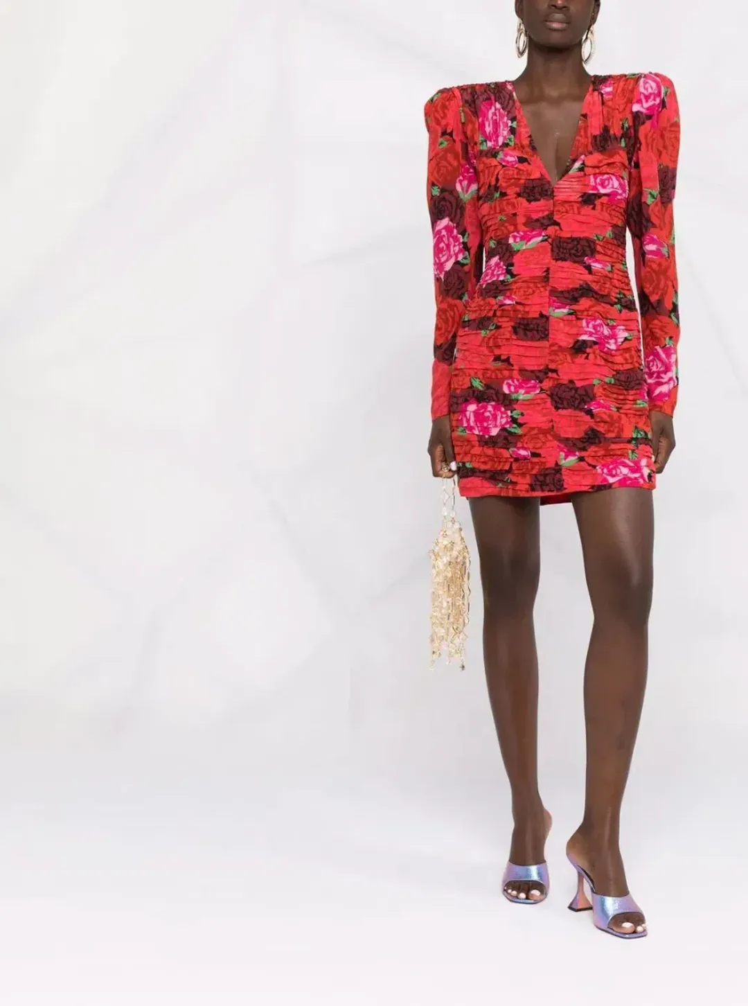 MAGDA BUTRYM Silk V Neck Dress Floral Print for rent on The Volte - main image