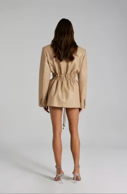 The Mannei Khazali Tailored Leather Blazer Beige Size 8  for rent on The Volte - image 3