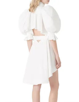 Aje Eucalypt Puff Sleeve Shirt Dress White Size 8 for rent on The Volte - image 3