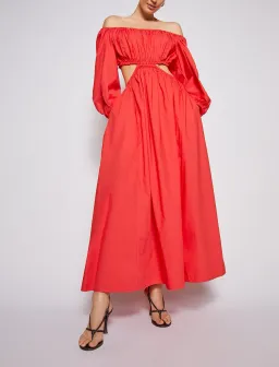 Scanlon Theodore Parachute Cotton Gather Dress Poppy Size 6 for rent on The Volte - image 1