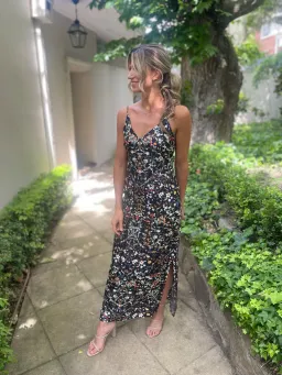 Burberry Maris Floral Silk Slip Dress Black Size 10  for rent on The Volte - image 5