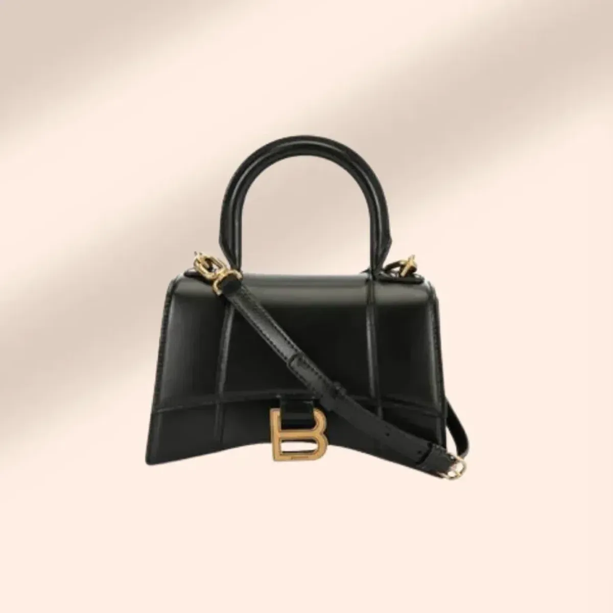Balenciaga Hourglass Micro Handbag Box In Black for rent on The Volte - main image
