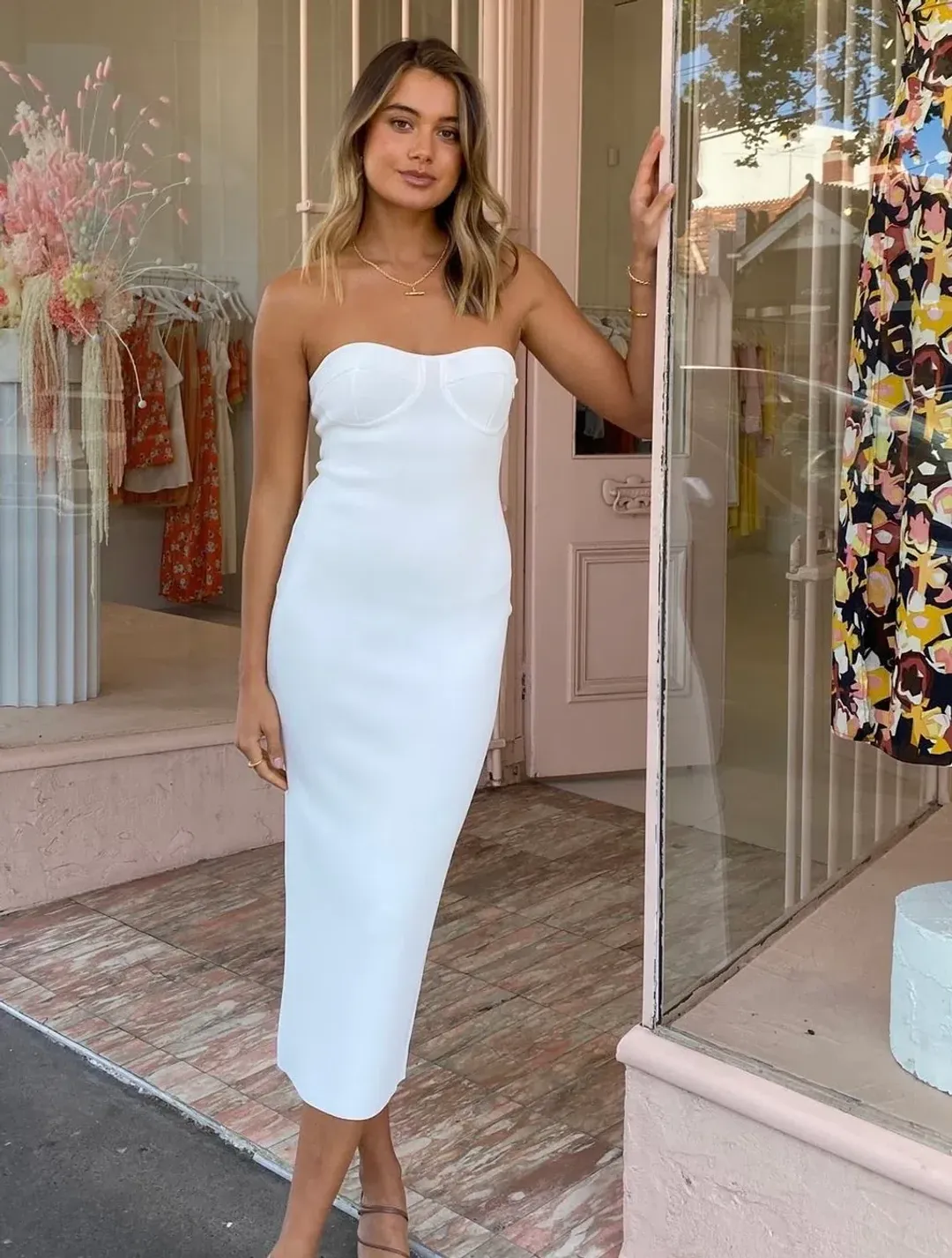 By Johnny Penny Strapless Dress White Size M for rent on The Volte - main image