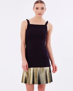 By Johnny Foil Fringe Layers Dress Black Gold Size 8 for rent on The Volte - image 1