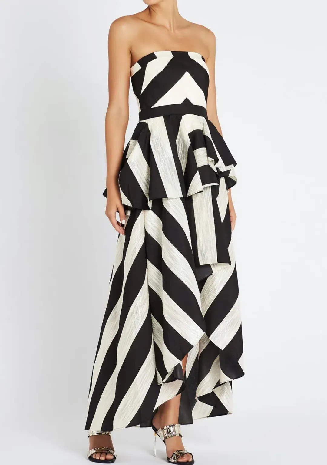 Sass & Bide The Stripe Asymmetric Dress Black/White Size 12 for rent on The Volte - main image