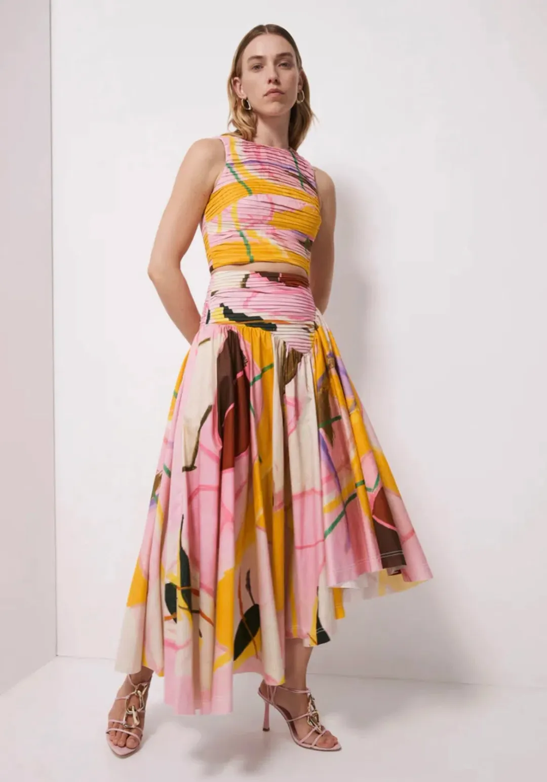 AJE Jolie Asymmetrical Midi Skirt Print Size 6 for rent on The Volte - main image