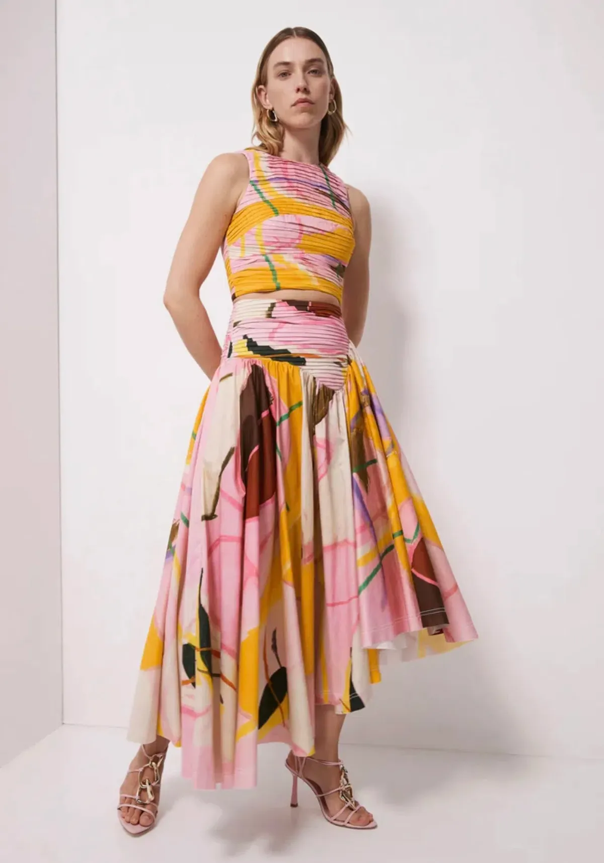 AJE Jolie Asymmetrical Midi Skirt Print Size 6 for rent on The Volte - main image