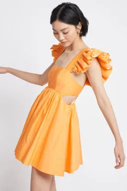 Aje Midsummer Mini Dress Mango Sorbet Size 6 for rent on The Volte - image 2