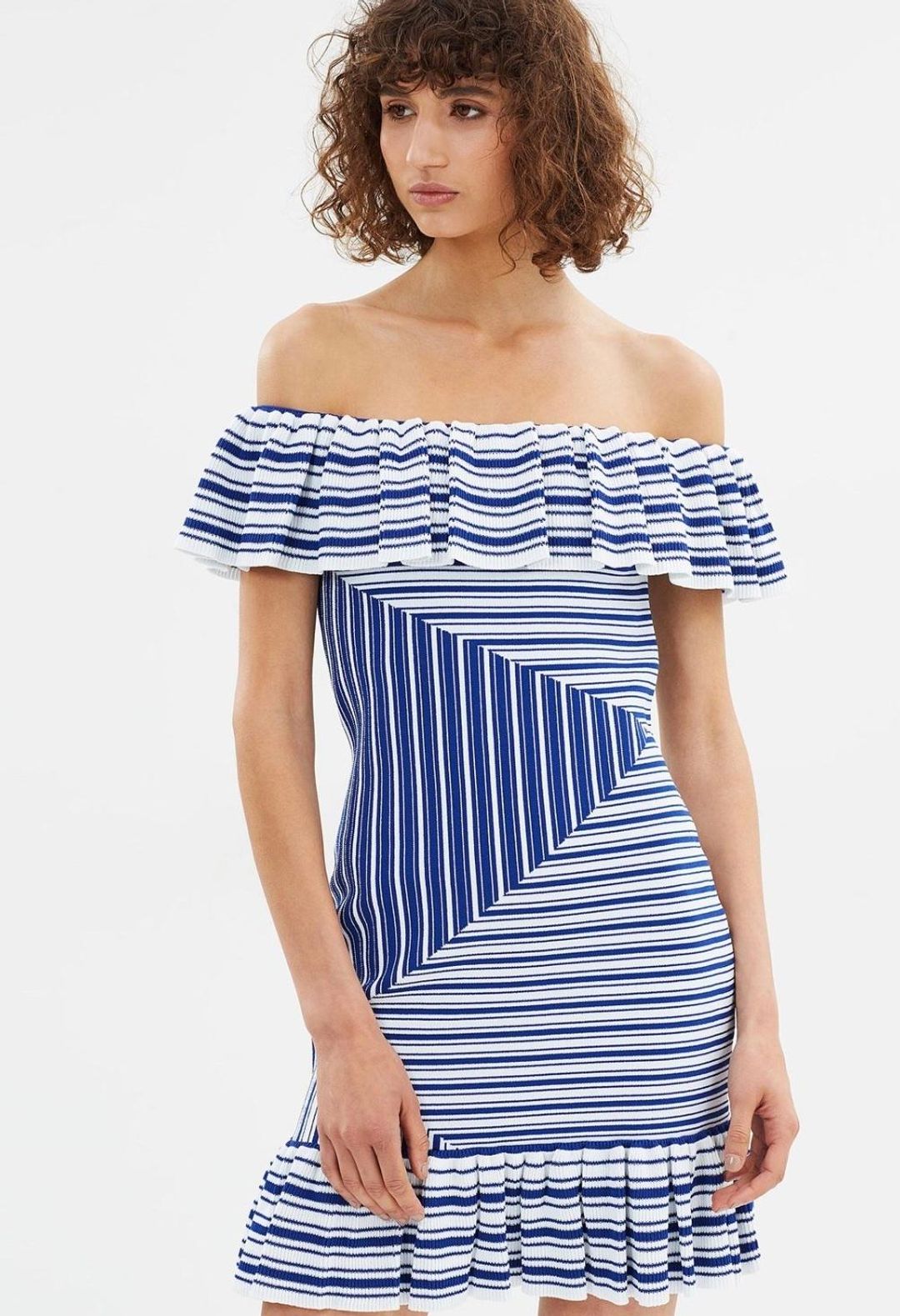 Rebecca Vallance Corsica Mini Dress Blue Stripe Size AU 10 for rent on The Volte - main image