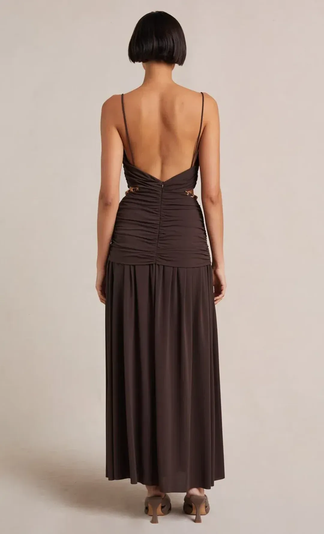Bec & Bridge Joelene Maxi Dress Cognac Brown Size S for rent on The Volte - main image