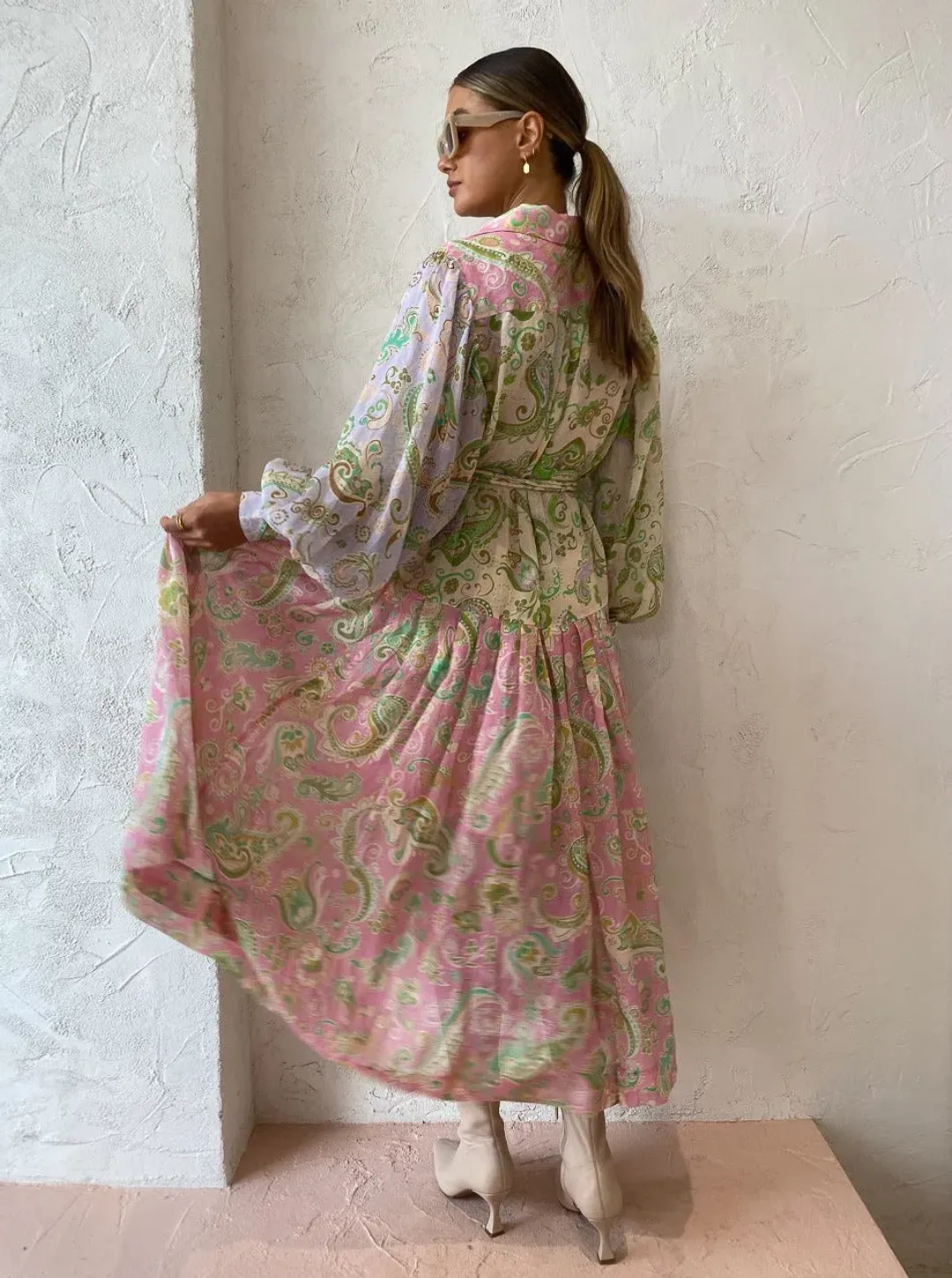 Alemais - Marta Patchwork Shirt Dress Print - Size 12 for rent on The Volte - main image